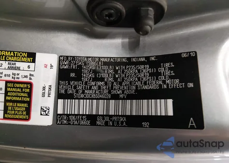2011 Toyota Sienna Se from USA, damaged, VIN 5TDXK3DCXBS046028